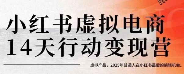 小红书虚拟电商14天变现训练营，虚拟产品，2025年普通人在小红书最后的搞钱机会-柚子资源网
