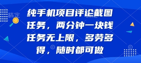 纯手机项目评论截图任务，两分钟一块钱任务无上限多劳多得，随时随地都能做【揭秘】-柚子资源网