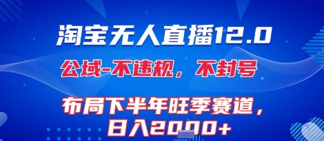 淘宝无人直播12.0，不封号，不违规，布局下半年旺季赛道，日入1k+(独家技术)【揭秘】-柚子资源网