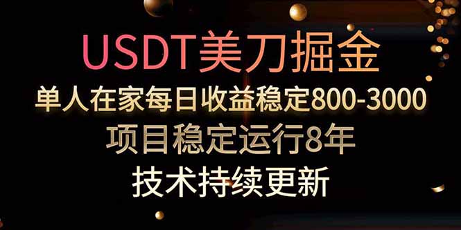 USDT美刀掘金，单人每日收益800-3000，稳定运行8年-柚子资源网