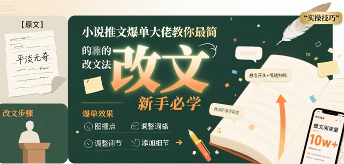 小说推文爆单大佬教你最简单的改文方法实操课，新手必学-柚子资源网