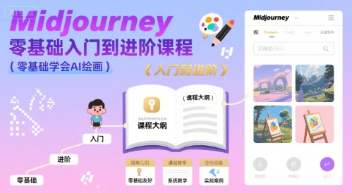 midjourney零基础入门到进阶课程，零基础学会AI绘画-柚子资源网