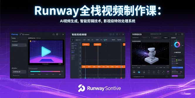 Runway全栈视频制作课：AI视频生成，智能剪辑技术，影视级特效处理系统-柚子资源网