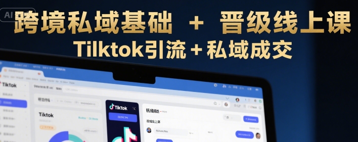 跨境私域基础+晋级线上课，Tilktok引流+私域成交-柚子资源网