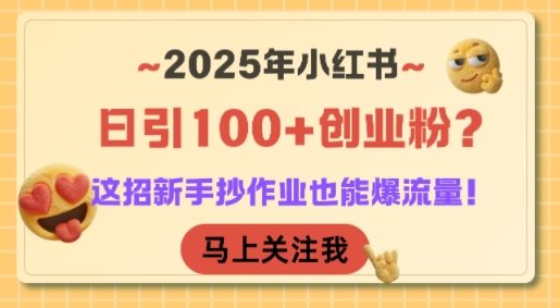 2025年小红书日引100+创业粉？这招新手抄作业也能爆流量！-柚子资源网