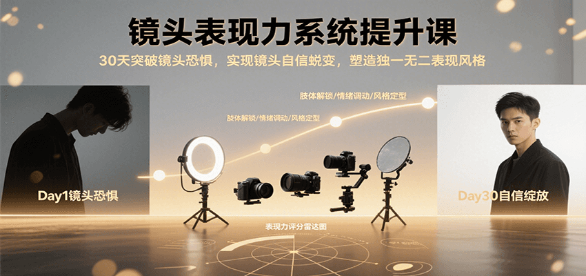 镜头表现力系统提升课，30天突破镜头恐惧实现自信蜕变，塑造独一无二表现风格-柚子资源网