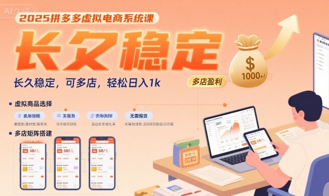 2025拼多多虚拟电商系统课，长久稳定，可多店，轻松日入1k-柚子资源网