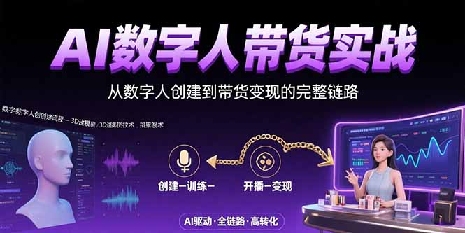 AI数字人+带货实战：从数字人创建到带货变现的完整链路-柚子资源网