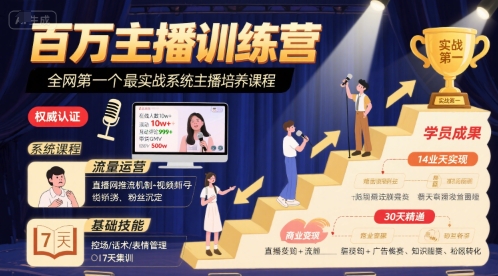 百万主播训练营，全网第一个最实战系统主播培养课程-柚子资源网