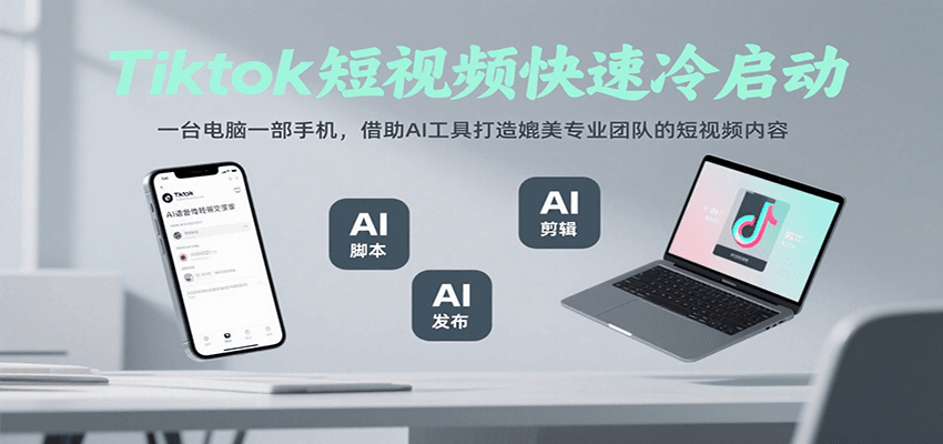 Tiktok短视频快速冷启动，一台电脑一部手机，借助AI工具打造媲美专业团队的短视频内容-柚子资源网
