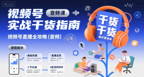 视频号实战干货指南，视频号直播全攻略(音频)-柚子资源网