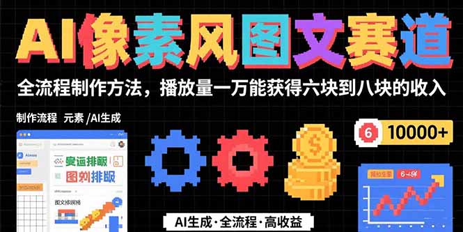 AI像素风图文赛道：全流程制作方法，播放量一万能获得6块到8块的收入-柚子资源网