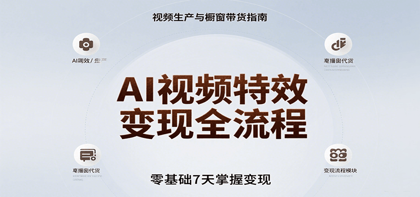 AI视频特效变现全流程，零基础7天掌握视频生产到橱窗带货变现-柚子资源网