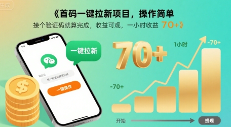 首码一键拉新项目，操作简单，接个验证码就算完成，收益可观，一小时收益70+【揭秘】-柚子资源网