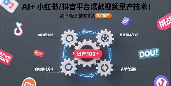 AI+小红书/抖音平台爆款视频量产技术：高产高效创作爆款视频！-柚子资源网