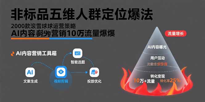 非标品五维人群定位法，2000款滚雪球运营策略，AI内容营销10万流量引爆-柚子资源网