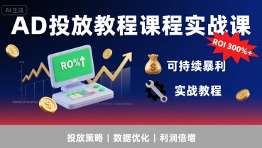 AD投放教程课程实战课，实现广告ROI300%+可持续暴利-柚子资源网