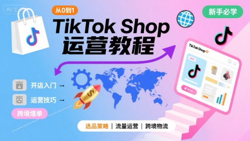 TikTokShop从0到1运营教程，TikTok跨境电商新手必学课程-柚子资源网