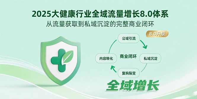 2025大健康行业全域流量增长8.0体系，从流量获取到私域沉淀的完整商业闭环-柚子资源网