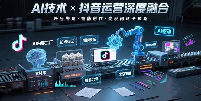 AI技术与抖音运营的深度融合应用：涵盖账号搭建、内容创作、收益变现等-柚子资源网
