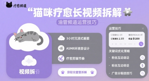 猫咪疗愈长视频拆解&油管频道运营技巧-柚子资源网