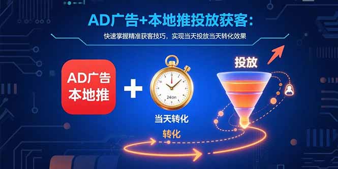 AD广告+本地推投放获客：快速掌握精准获客技巧，实现当天投放当天转化效果-柚子资源网