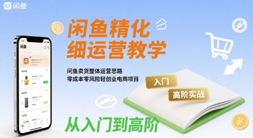 闲鱼精细化运营入门+高阶实战教学，闲鱼卖货整体运营思路，零成本零风险轻创业电商项目-柚子资源网