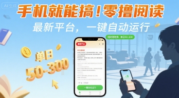 手机就能搞！零撸阅读挂G，最新平台，一键自动运行，随时随地挣，单日50-3张+【揭秘】-柚子资源网