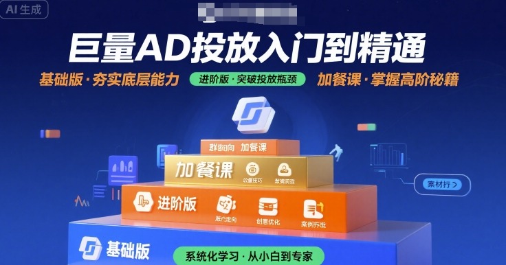 巨量AD投放入门到精通，基础版+进阶版+加餐课-柚子资源网