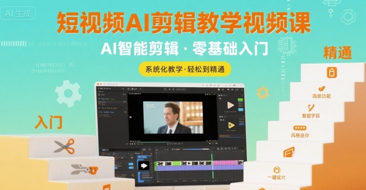 短视频AI剪辑教学视频课，入门到精通-柚子资源网