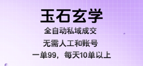 玉石玄学全自动私域成交，一单99每天十单以上，无需人工和矩阵账号，蓝海项目直接干【揭秘】-柚子资源网