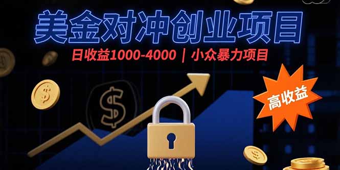 美金对冲创业项目，日收益1000-4000，小众暴力项目-柚子资源网