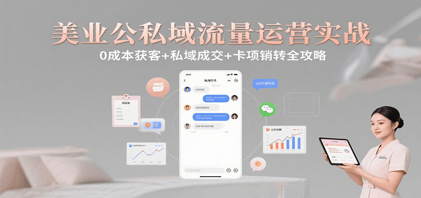 美业公私域流量运营实战：0成本获客+私域成交+卡项销转全攻略-柚子资源网