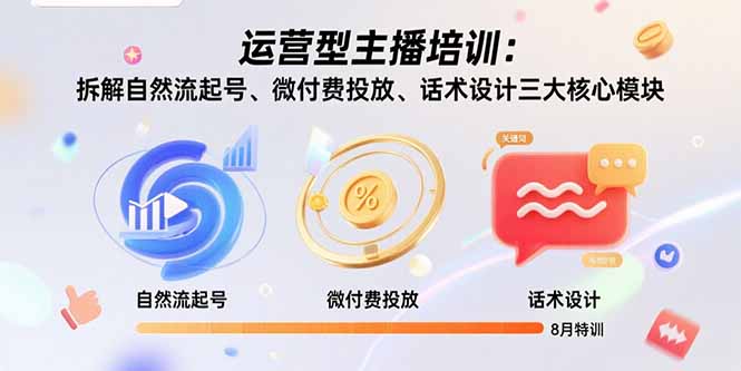 运营型主播培训：拆解自然流起号、微付费投放、话术设计三大核心模块-8月-柚子资源网