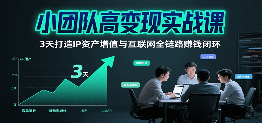 小团队高变现实战课，3天打造IP资产增值与互联网全链路赚钱闭环(第二期)-柚子资源网