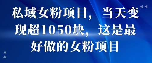 私域女粉项目，当天变现超1k，这是最好做的女粉项目，可放大操作-柚子资源网