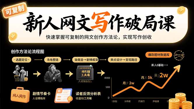 新人网文写作破局课：快速掌握可复制的网文创作方法论，实现写作创收-柚子资源网