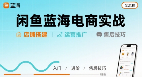 闲鱼蓝海电商实战，店铺搭建运营售后全流程-柚子资源网