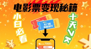 小白必看！卖电影票项目，零投入无门槛谁都能做，十天到手7k，照做就行【揭秘】-柚子资源网
