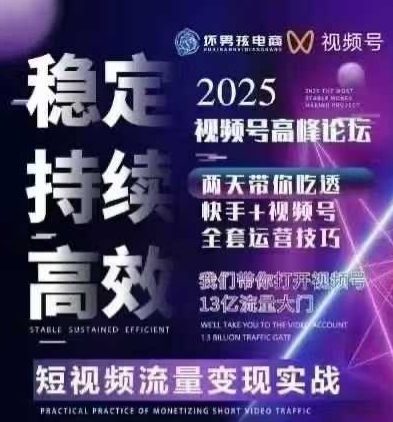 坏男孩电商视频号7月1号线下课，视频号短引、精细化模型打法，三频共振，无人，快手全站精细化运营-柚子资源网