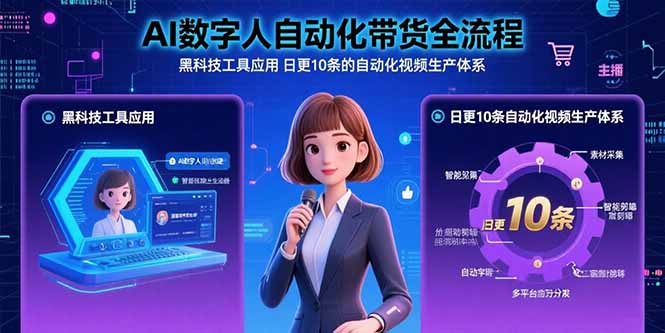 AI数字人自动化带货全流程：黑科技工具应用日更10条的自动化视频生产体系-柚子资源网