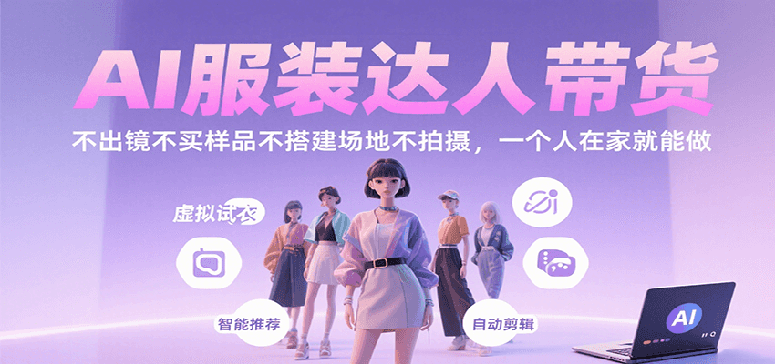 AI服装达人带货，不出镜不买样品不搭建场地不拍摄，一个人在家就能做-柚子资源网