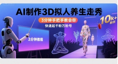 Ai制作3D拟人养生走秀，3分钟手把手教会你，快速起千粉万粉号-柚子资源网