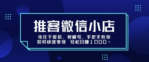 推客微信小店依托于微信、视频号，手把手教你如何快速变现轻松日入1k+【揭秘】-柚子资源网