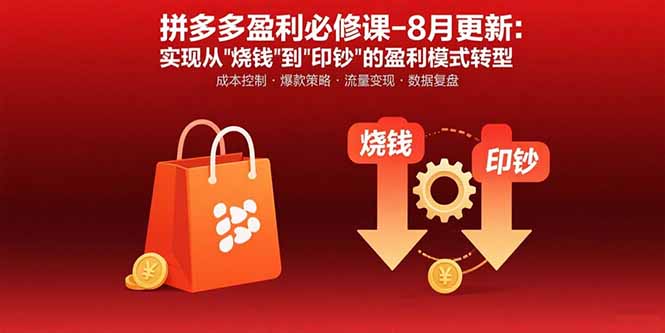 拼多多盈利必修课-8月更新：突破运营瓶颈实现从烧钱到印钞的盈利模式转型-柚子资源网
