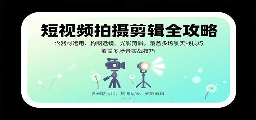 短视频拍摄剪辑全攻略：含器材运用、构图运镜、光影剪辑，覆盖多场景实战技巧-柚子资源网