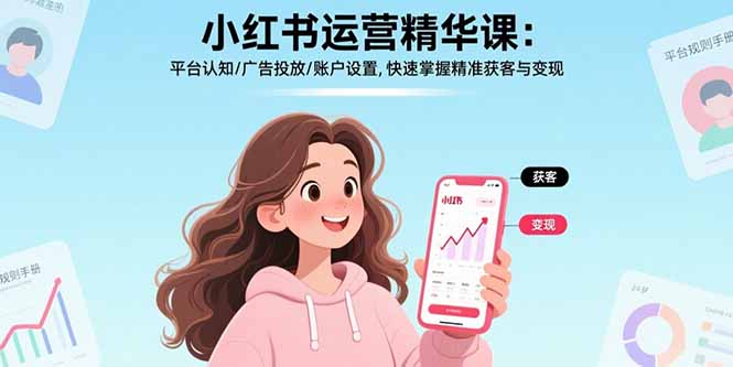 小红书运营精华课：平台认知/广告投放/账户设置,快速掌握精准获客与变现-柚子资源网