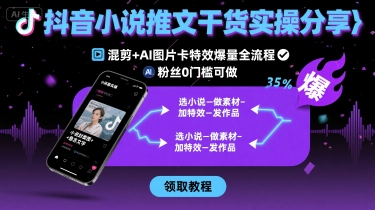 抖音小说推文干货实操分享，混剪+AI图片卡特效爆量全流程，0粉丝0门槛可做-柚子资源网