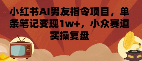 小红书AI男友指令项目，单条笔记变现1w+，小众赛道实操复盘-柚子资源网