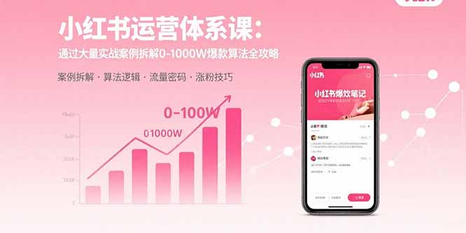 小红书运营体系课：通过大量实战案例拆解0-1000W爆款算法全攻略-柚子资源网